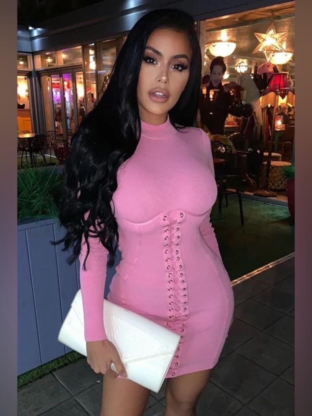 pink bodycon dress fashion nova | Dresses | Fashion Nova Laceup Long Sleeve dress_type_Interview V Neckline Vesper Square neck bodycon Color:Teal Green